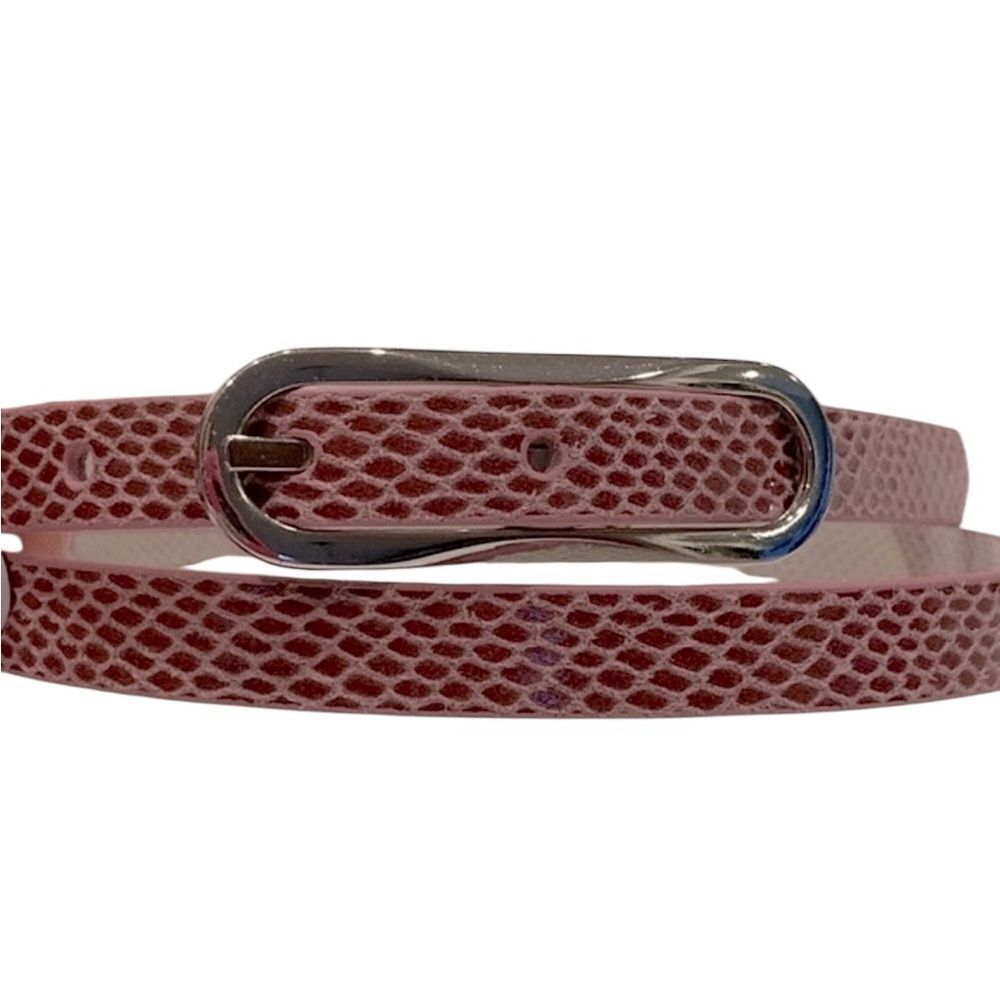 Mauve Pink Skinny Belt With Silver Buckle S